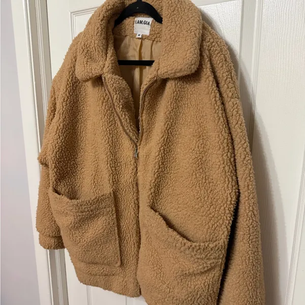 I AM GIA x REVOLVE Size Medium teddy Sherpa jacket‎ full zip - Image 5