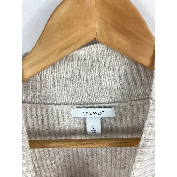 Nine West Mock Neck Stripe Sleeve Knit Sweater Size Large - Image 3