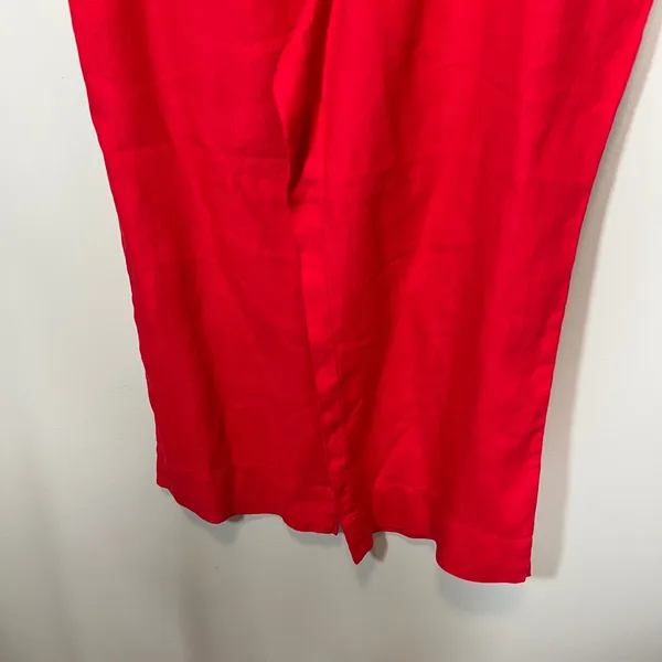 J. Jill Pimento Red 100% Linen Wide Leg Elastic Waist Pants NWT Women's Large - Image 3