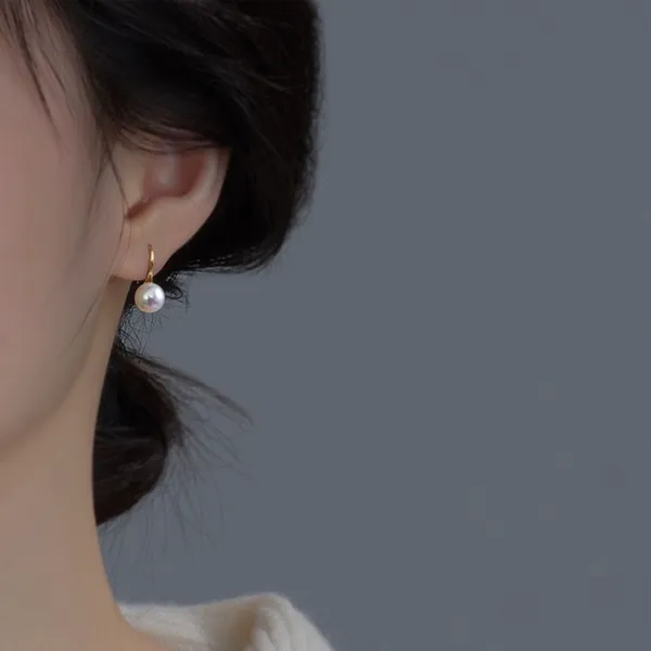Elegant White Pearl Dangle Drop Earrings for Women,Pearl Earrings - Image 4