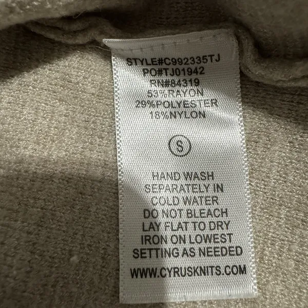 Cyrus Mock Neck Pullover Knit Strechy Sweater Dolman Sleeve‎ Women Small Beige - Image 13