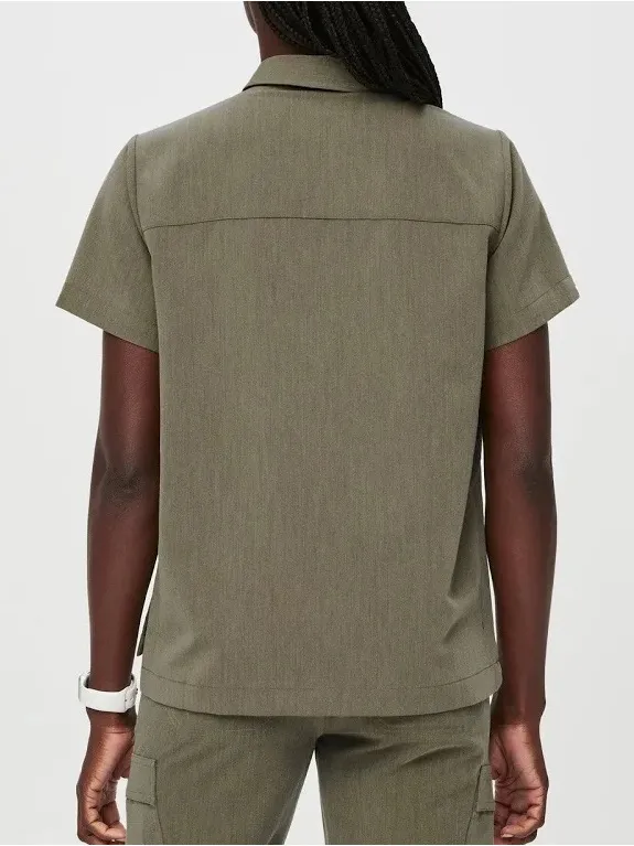 Figs Saiya Cargo scrub top heathered olive green NEW XXS limited edition - Image 4