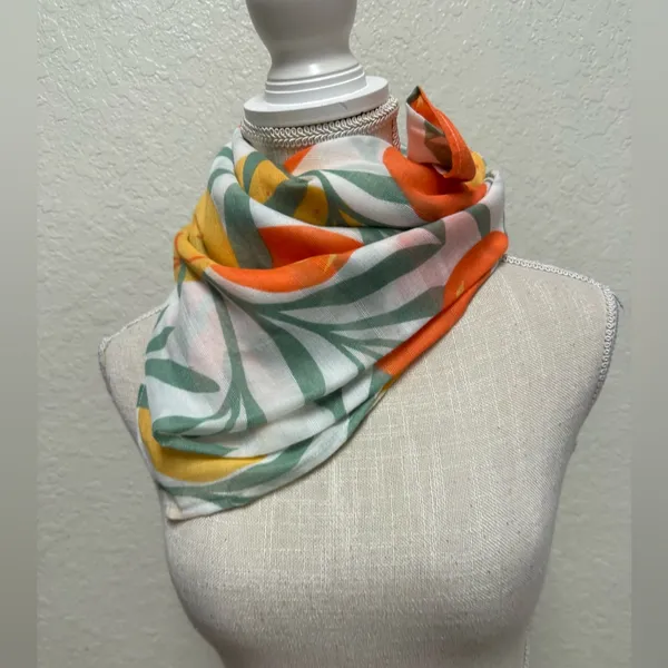 Orange 🍊 Citrus Patterned Scarf Sarong Wrap - Image 10