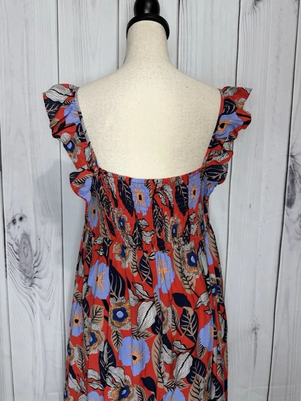 Ee:some Floral Tiered Ruffled Maxi Sundress Size L Smocked Back Sleeveless - Image 8