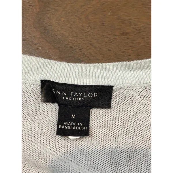 Ann Taylor Factory Wrap Top Size M Light Blue Semi‑Sheer Lightweight Layer - Image 2