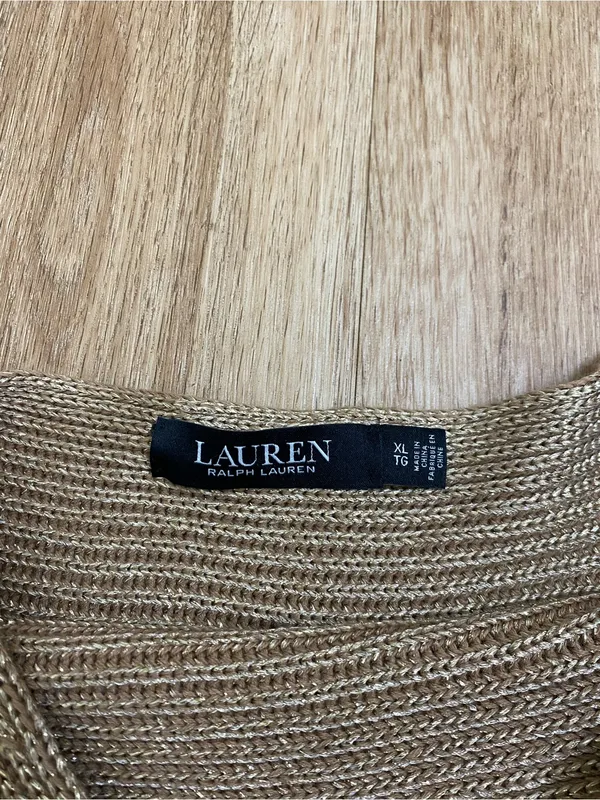 Ralph Lauren Tan Ribbed Boatneck Sweater - Image 3