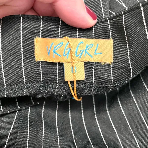 NWT VRG GRL V400302-8 Black Pinstripe Pants Size 8 Mob Wife Retro - Image 6