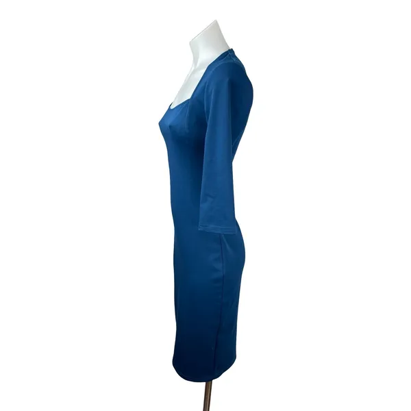 Vfshow Vfemage Blue Scoop Neck Quarter Sleeve Midi Pencil Bodycon Dress Size XS - Image 2