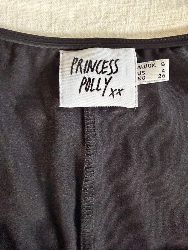 Princess Polly Black Puff Sleeve Mesh Organza Sleeve Bodysuit Size US 4 AU 8 - Image 2