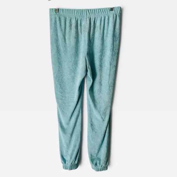 Juicy Couture Light Blue Terry Jogger Sweatpants Size Small Rhinestone Logo - Image 2