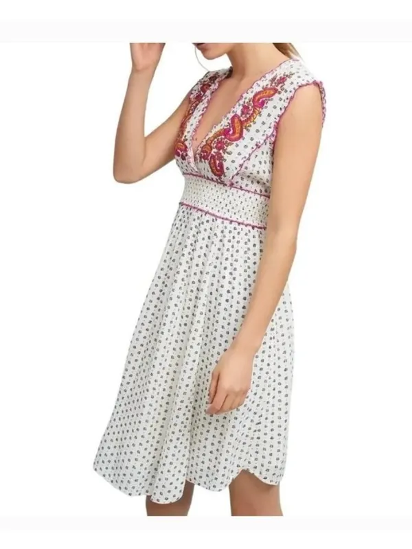 Anthropologie Lilka Maggie Embroidered Paisley Rayon Jersey Dress Size L Boho - Image 2