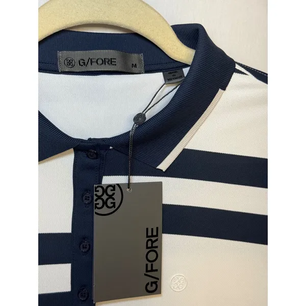 G/FORE Womens Navy White‎ Striped Golf Polo Shirt Size M NEW - Image 2