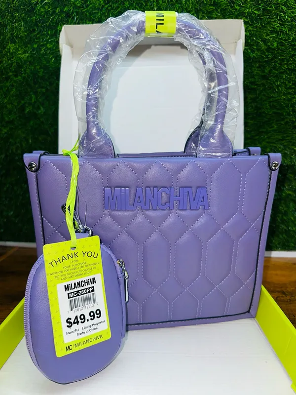 MILANCHIVA Purple Quilted Handbag with Pouch NWT - Image 6