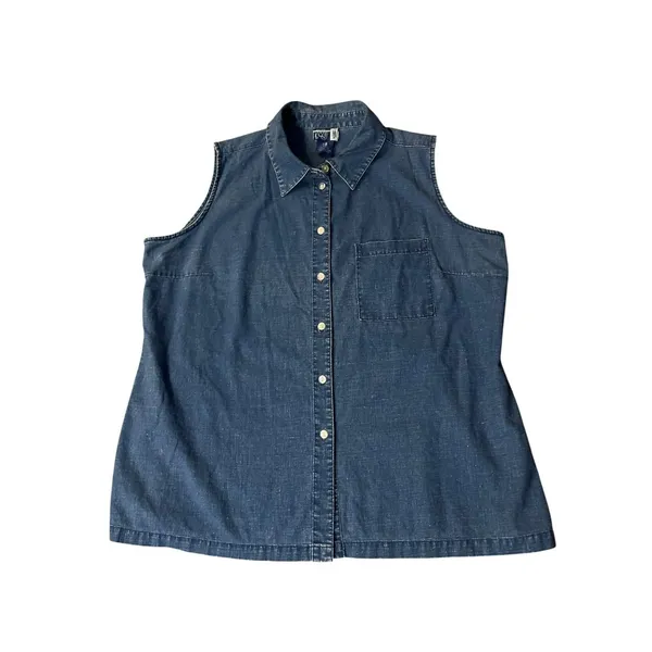 Vintage Venezia Jeans Linen Cotton Sleeveless Blouse 18/20 Used Linen Cotton - Image 3