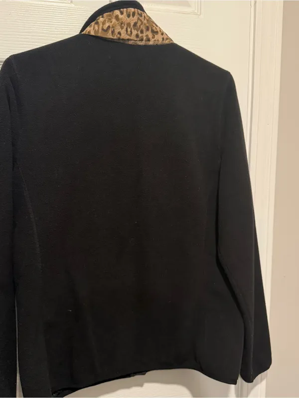 Y2K Lauren Ralph Lauren Active Leopard Quilted Fleece Jacket L - Image 7