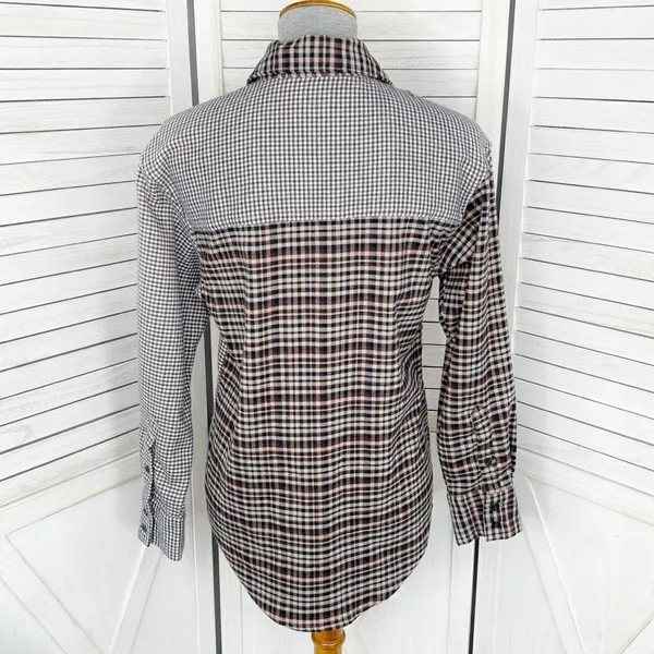 Abercrombie & Fitch Oversized‎ Multi Plaid Flannel Shirt Brown XS Button Up - Image 4