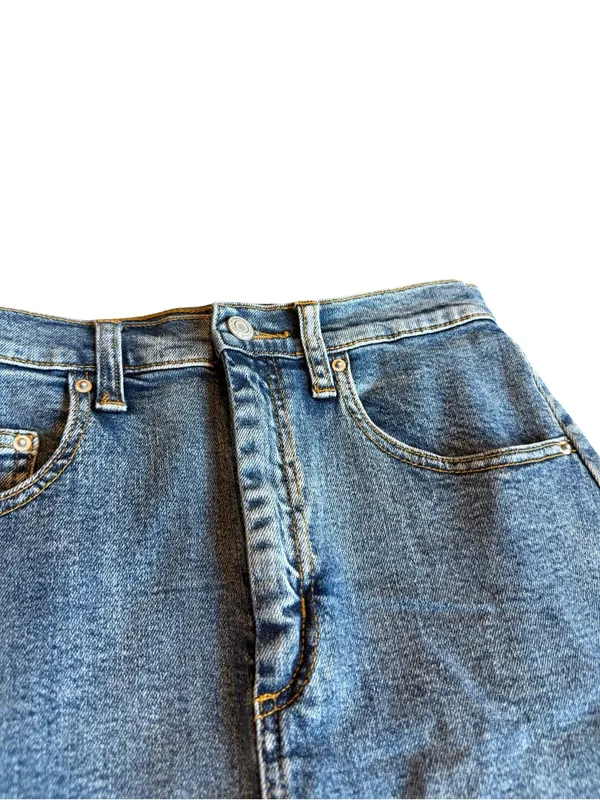 Wilfred Free Aritzia Denim Skirt Tanit Medium Wash Raw Hem Casual Size 6 NWT - Image 2