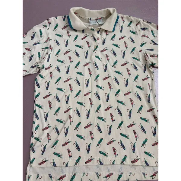 Vintage IZOD Women's Polo Shirt M Golf Print‎ Multicolor Casual Spring - Image 4