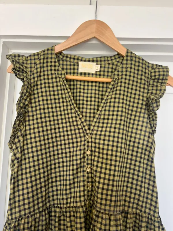Nation LTD lichen check Tegan cotton ruffled shirt dress, S, cottage, prairie - Image 7