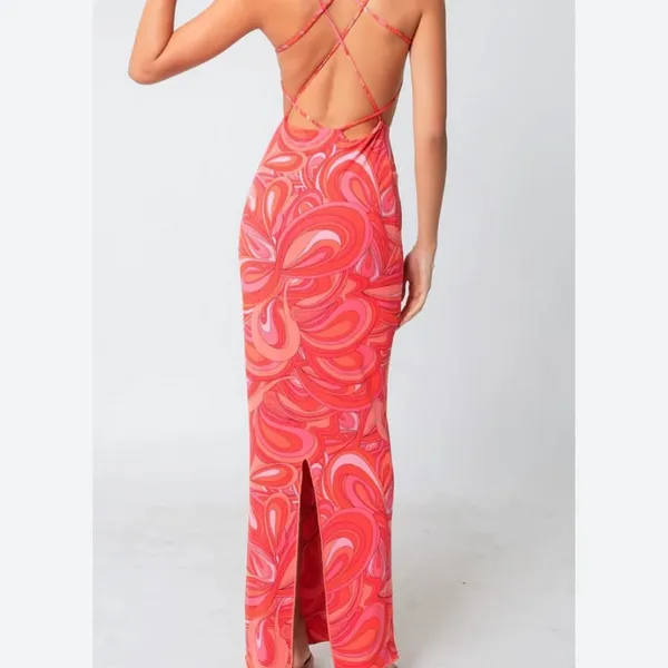 Vibrant Pink and Swirl Dresses with Accessories - Image 2