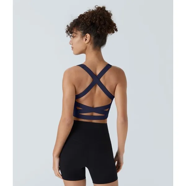 Halara Breezeful Navy Blue Tennis Skirt Set Strappy Sports Bra Pleated Skort S - Image 4