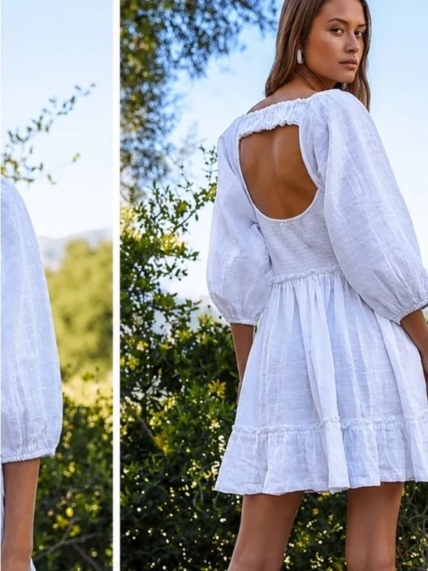 FREE PEOPLE Summer Picnic Mini Dress in White - Image 2