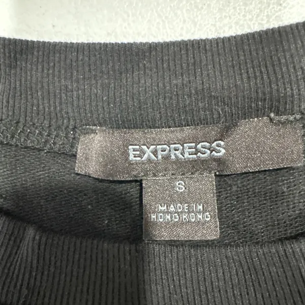 Express Knit Top Womens Sz S Black Raglan Sleeve Round Neck Studded Hem Pullover - Image 5