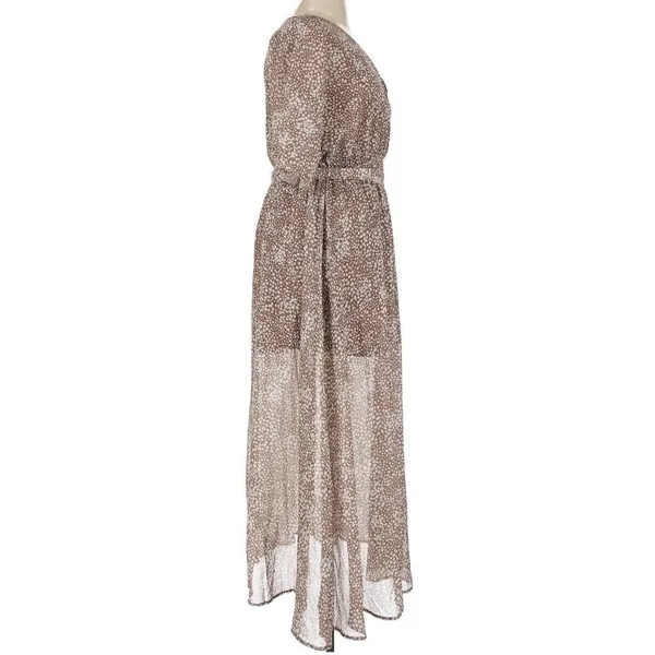 ANRABESS NWT XL Brown/White Floral Chiffon V-Neck Tie Waist Maxi Dress - Image 3