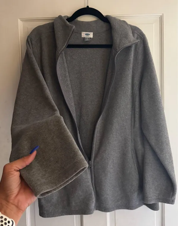 Old Navy Heather Grey Zip-Up Jacket XL - Image 5