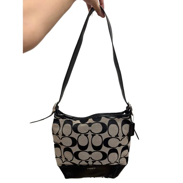 Coach Legacy Signature C Duffle Hobo Bag Tote Purse Black logo shoulder bag - Image 3