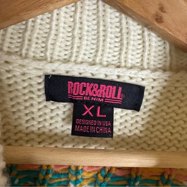 Rock&roll ladies Cozy Knit Sweater with Fringe Details western rodeo size XL - Image 6