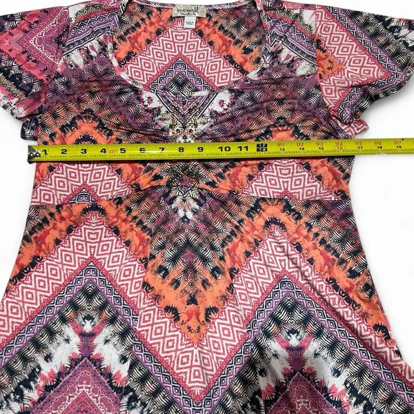 OneWorld Geometric Embellished Short Sleeve Top - Image 3