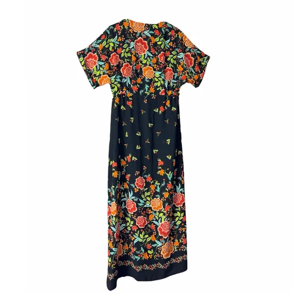 Zara Black Floral Print Boho Crossover Midi Dress Wrap Style Size XS - Image 5