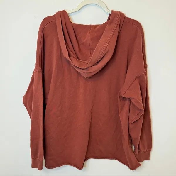 Aerie Sunday Soft Lace Up Hoodie Size XS Burnt Orange Oversized - Image 5