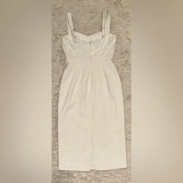 NWOT Dress The Population Silvia Sequin Bodycon Midi Dress WHITE Sz S - Image 4