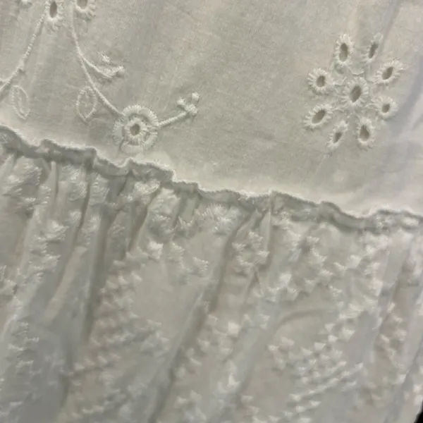 Sangria White Midi Dress Y2K Eyelet Baby Doll Halter Side Zip Cotton Size 8 FLAW - Image 11