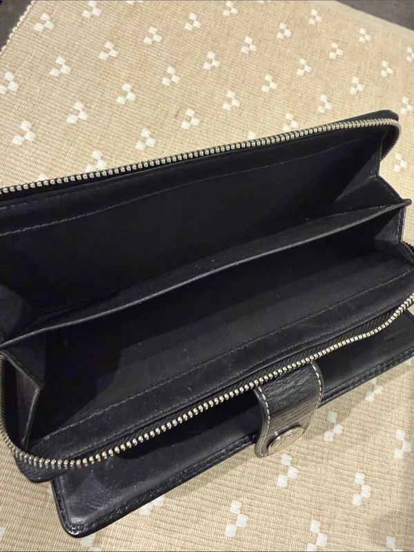 Coach Signature Jacquard‎ Slim Envelope Wallet Black Gray Leather Trim OS - Image 9