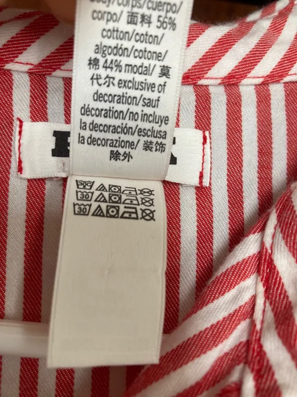 PINK Victoria's Secret Red & White Striped Button-Up Pajama Top - Image 4