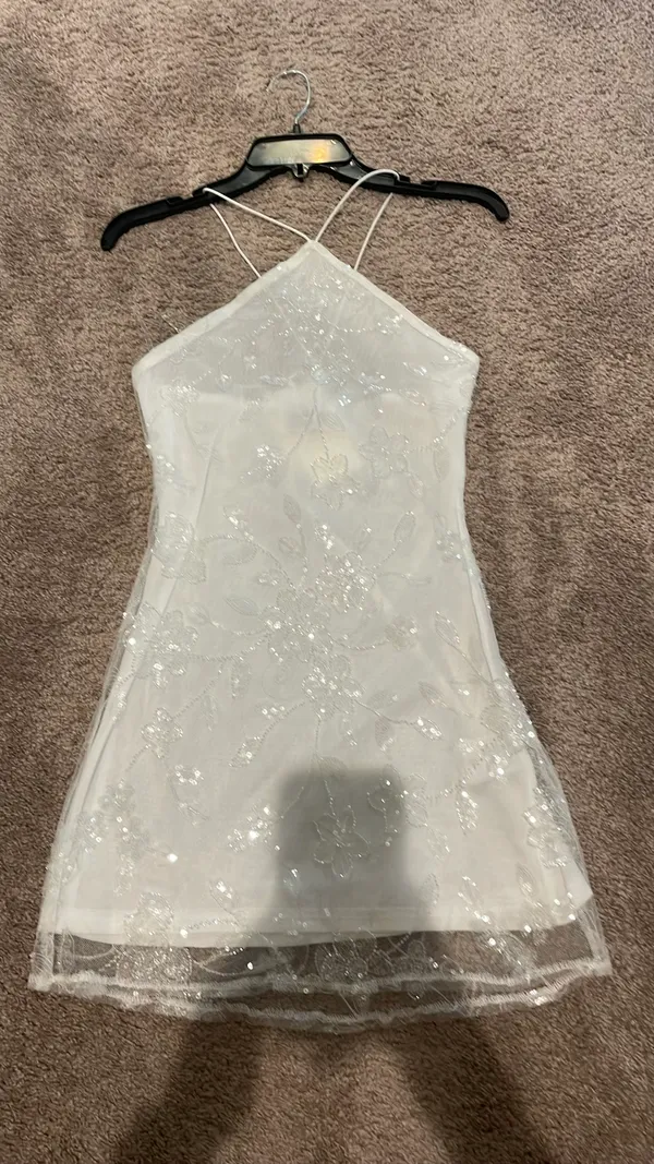 Peppermayo White Beaded Halter Mini Dress - Image 2