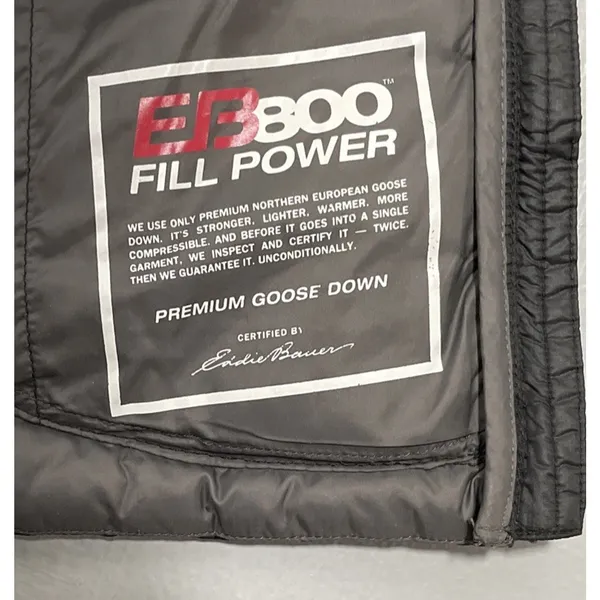 Eddie Bauer First Ascent Puffer Vest Size M Black 800 Fill Goose Down Packable - Image 7