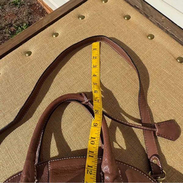 Talbots Rich Brown Leather Satchel with Gold Hardware - Image 10