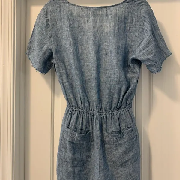 Sanctuary by Anthropologie Denim Chambray Romper Size Small Ties at Waist - Image 3
