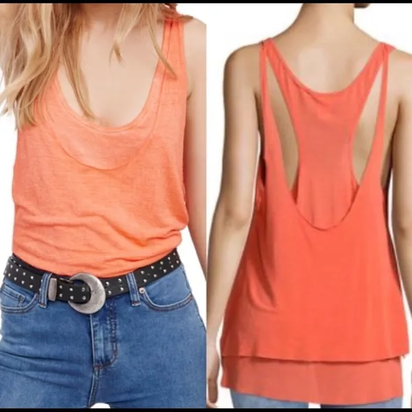 Free People Pink Layered Tank Top Size Small - Image 3