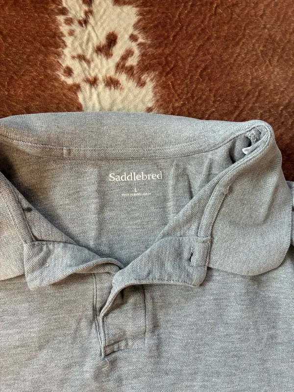 Saddlebred grey short sleeve polo top size large fits medium best Collar needs to be ironed - Image 3