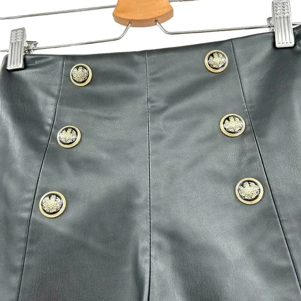 Zara Black Vegan‎ Leather High-Waist Sailor Shorts Size XS - Image 4