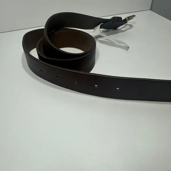 Brown Leather Belt Gold Brass Buckle Womens Medium Classic Western Target Preppy - Image 4