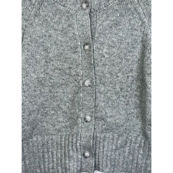 Abercrombie & Fitch Gray Wool Long Sleeve Cropped Cardigan Sweater Womens Size M - Image 5