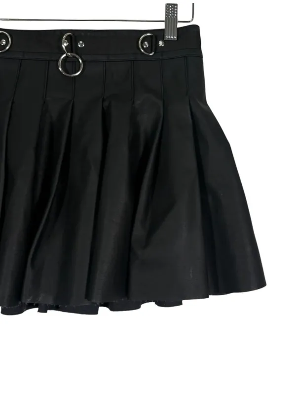 Current Mood Dolls Kill Faux Leather PLeated Mini Skirt in Black Size Small - Image 3