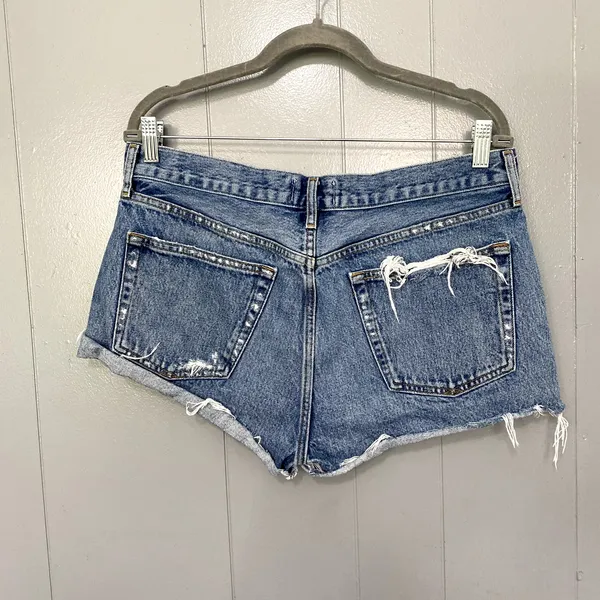 Agolde Blue Medium Wash Denim Grudge Parker Distressed Vintage Fit Shorts 30 - Image 5