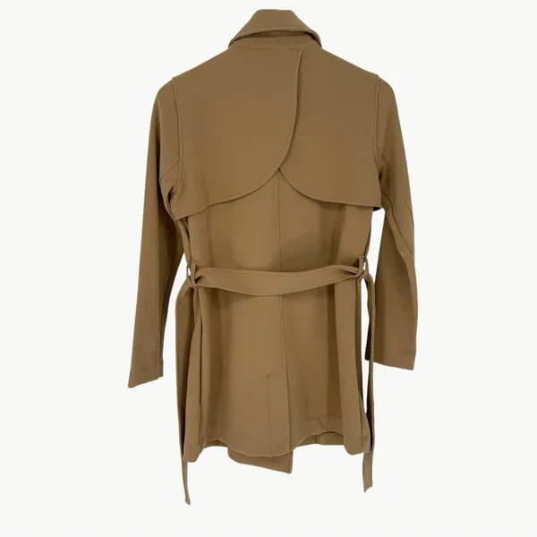 Abercrombie Drapey Double Breasted Belted Long Trench Coat | Sz Small | Tan - Image 3